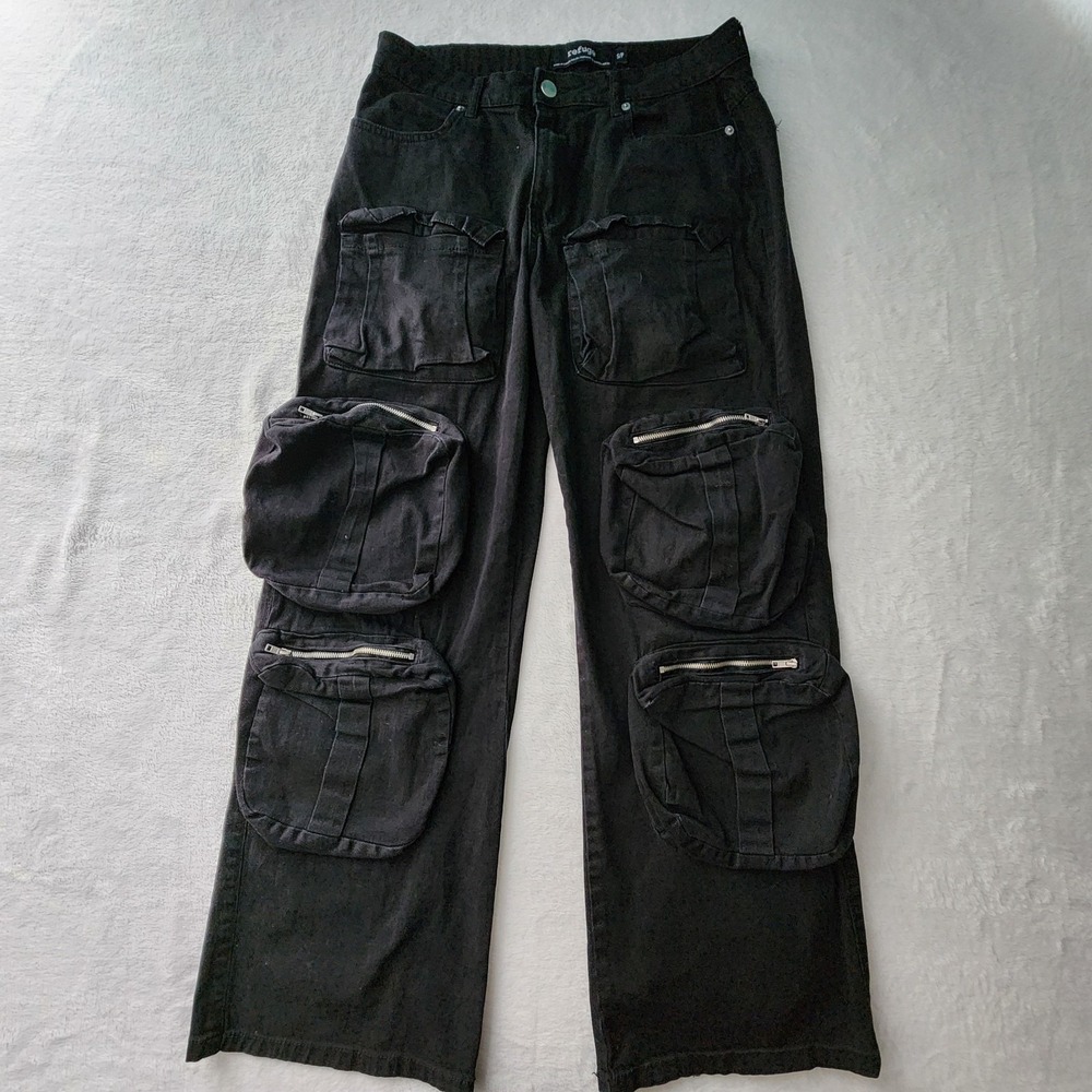 Refuge Cargo Pants Womens Small 29W 28L Black Streetwear **Bleach Marks Stains